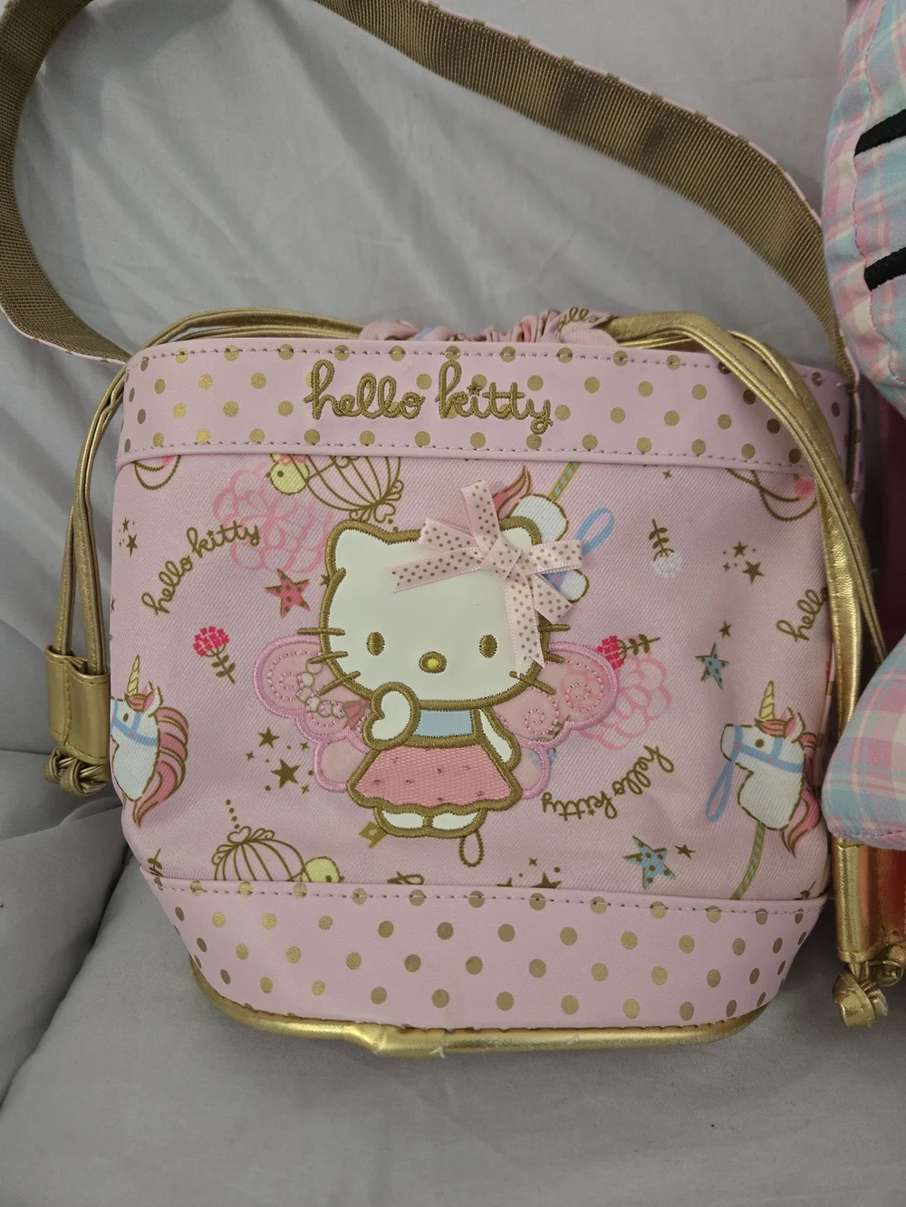 Hello Kitty Pink Plaid Plush Backpack with Matching Mini Bag Kawaii Gift Idea